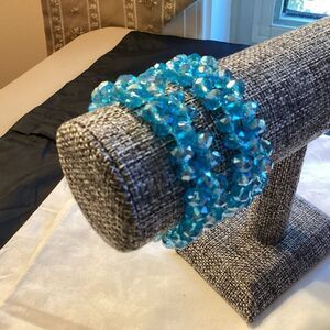 Blue Beaded Bracelet Set of Two